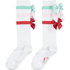 A DEE - Elizabeth Bow Knee High Sock - White