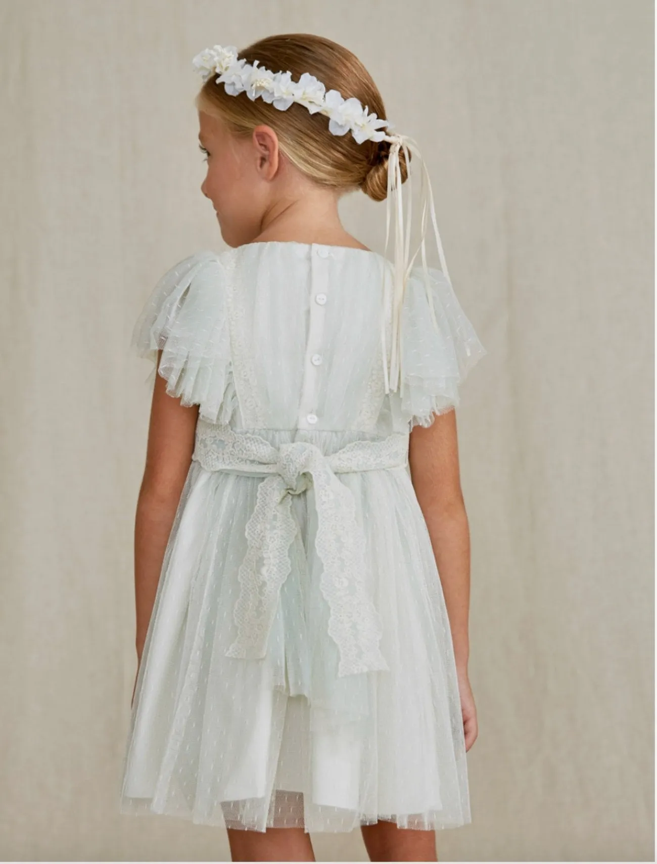 Abel & Lula Girls Mint Tulle Dress