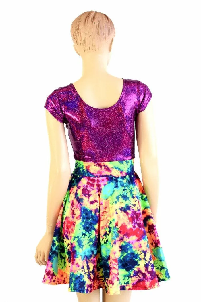 Acid Splash & Fuchsia Skater Dress