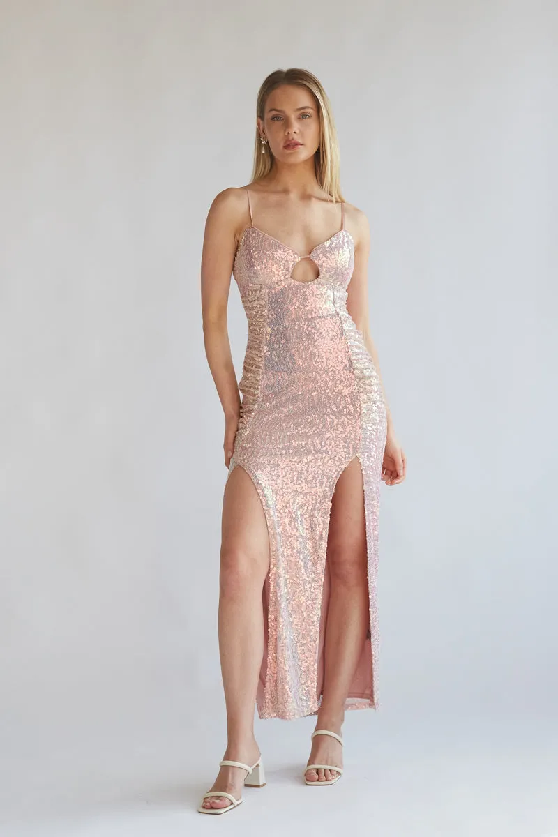 Adelaide Sequin Keyhole Midi Dress