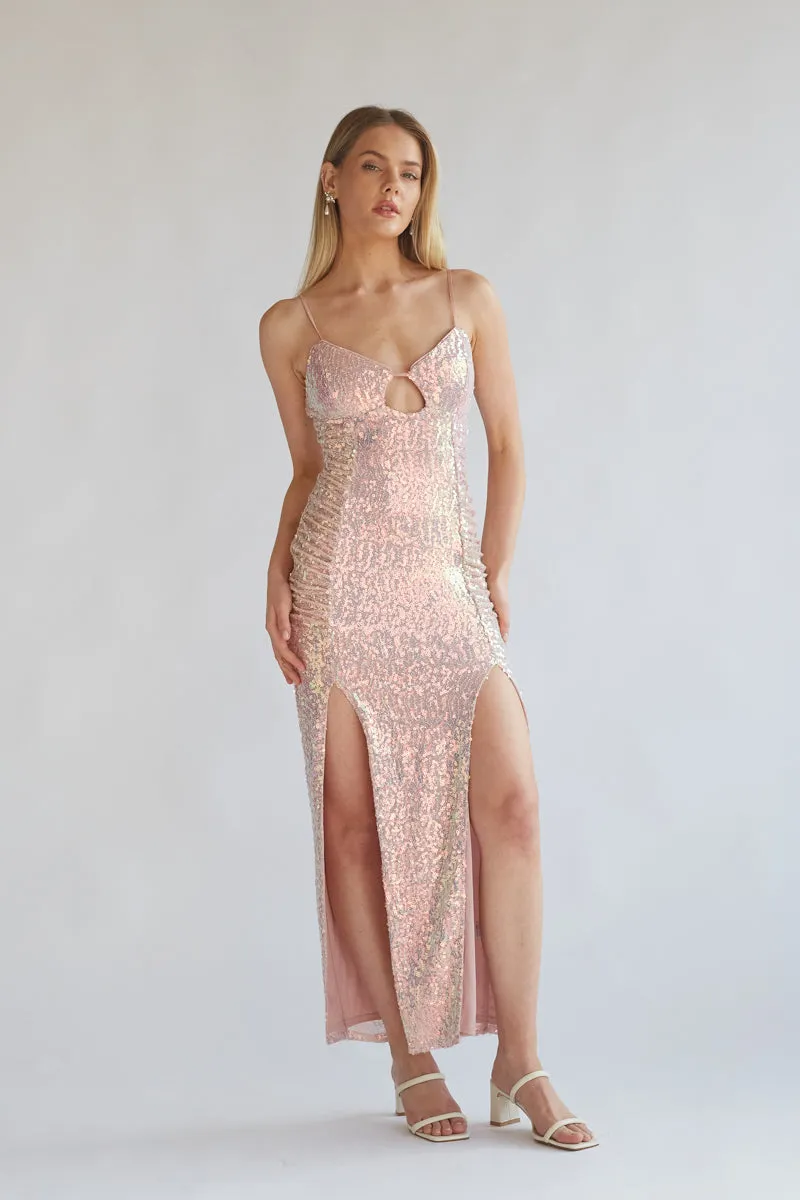 Adelaide Sequin Keyhole Midi Dress