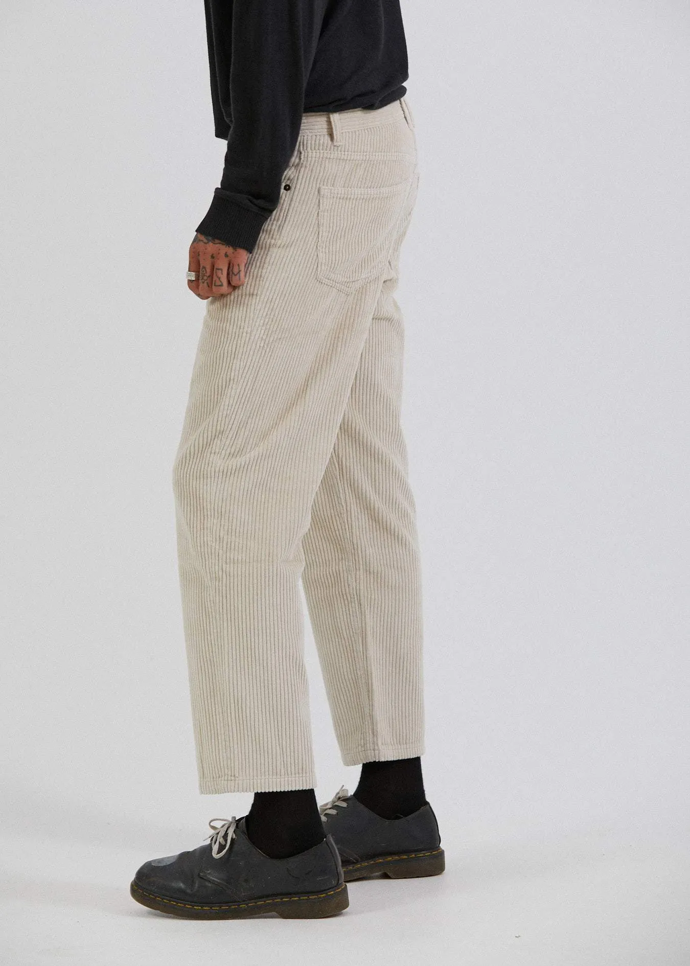 Afends Mens Ninety Twos - Corduroy Relaxed Fit Jeans - Macadamia