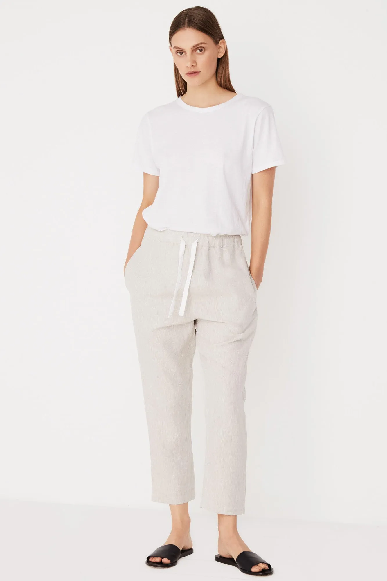 Anya Linen Pant - Oat Marle