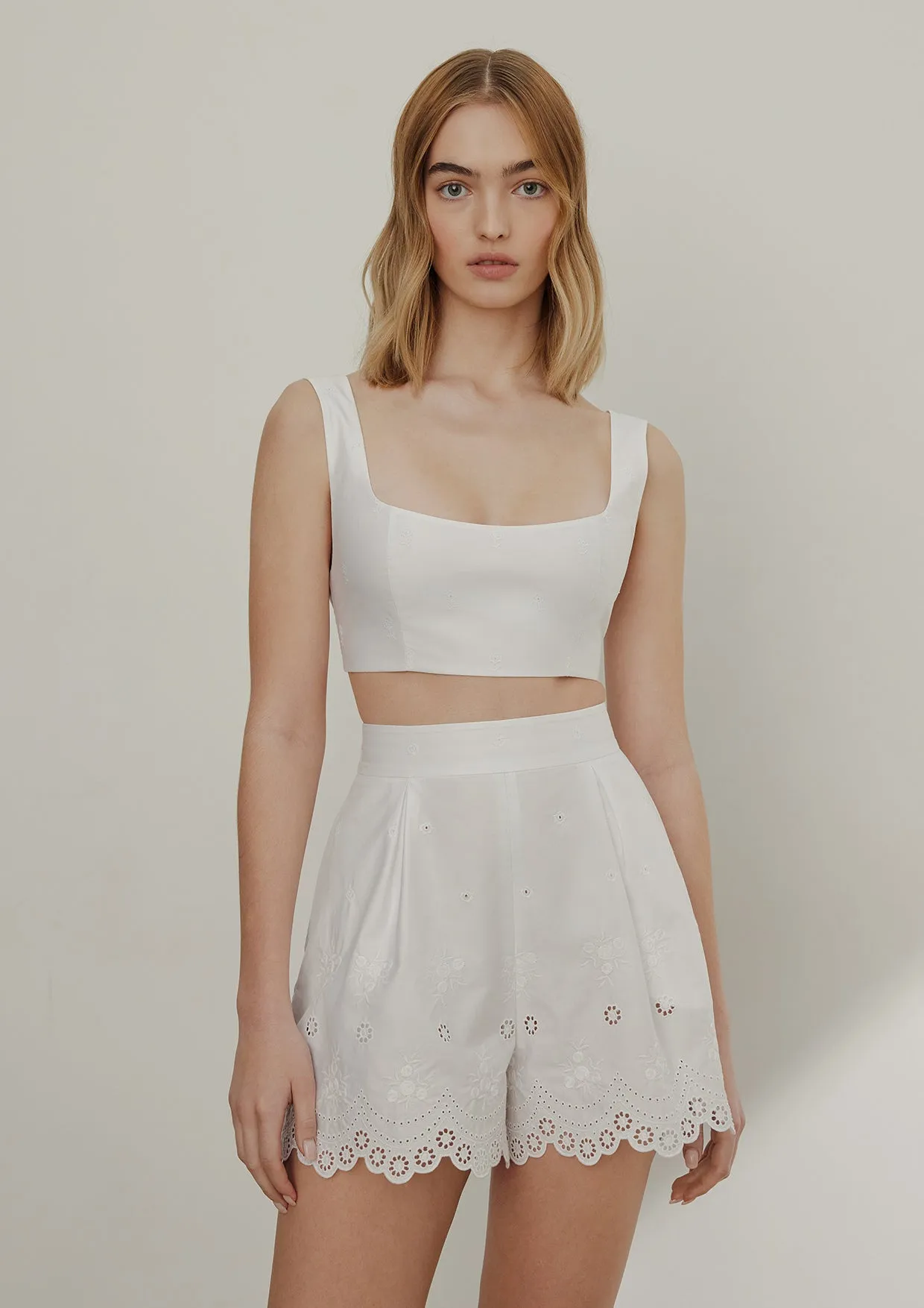 Azalee Embroidered Cotton Crop Top