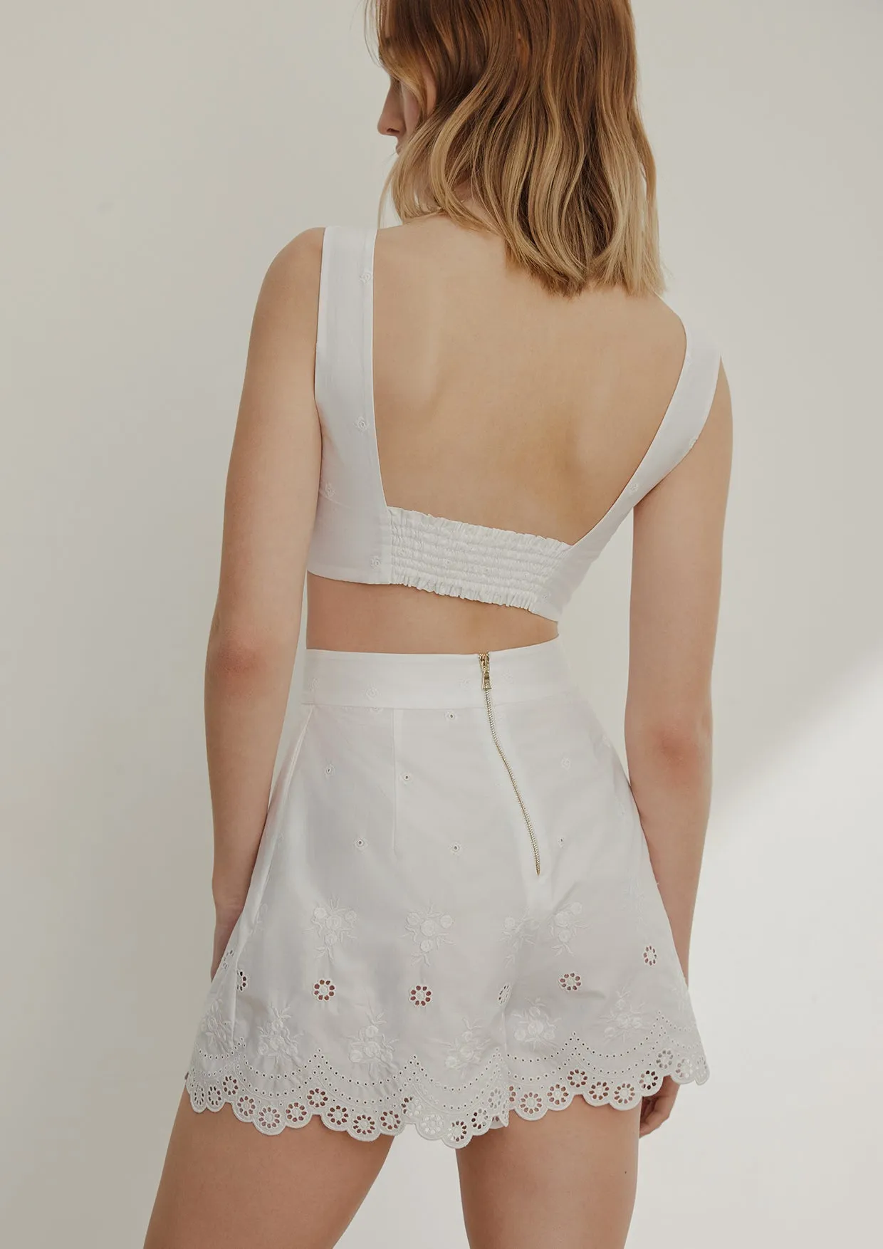 Azalee Embroidered Cotton Crop Top