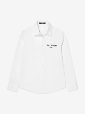 Balmain Boys Long Sleeve Logo Shirt