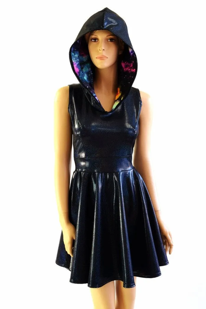 Black & Galaxy Hoodie Skater Dress