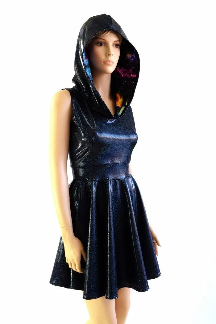 Black & Galaxy Hoodie Skater Dress