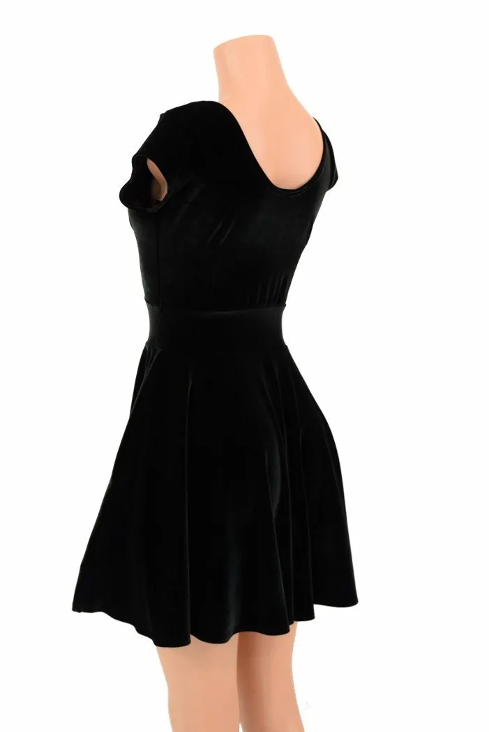 Black Velvet Skater Dress