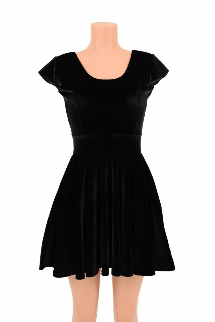 Black Velvet Skater Dress