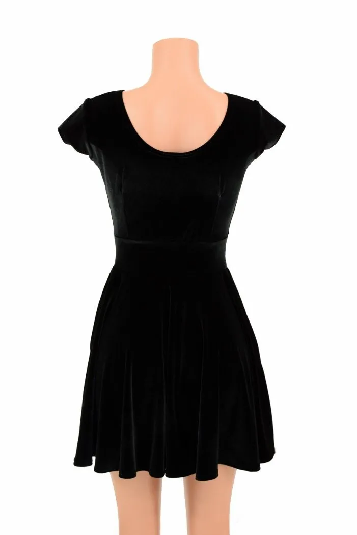 Black Velvet Skater Dress