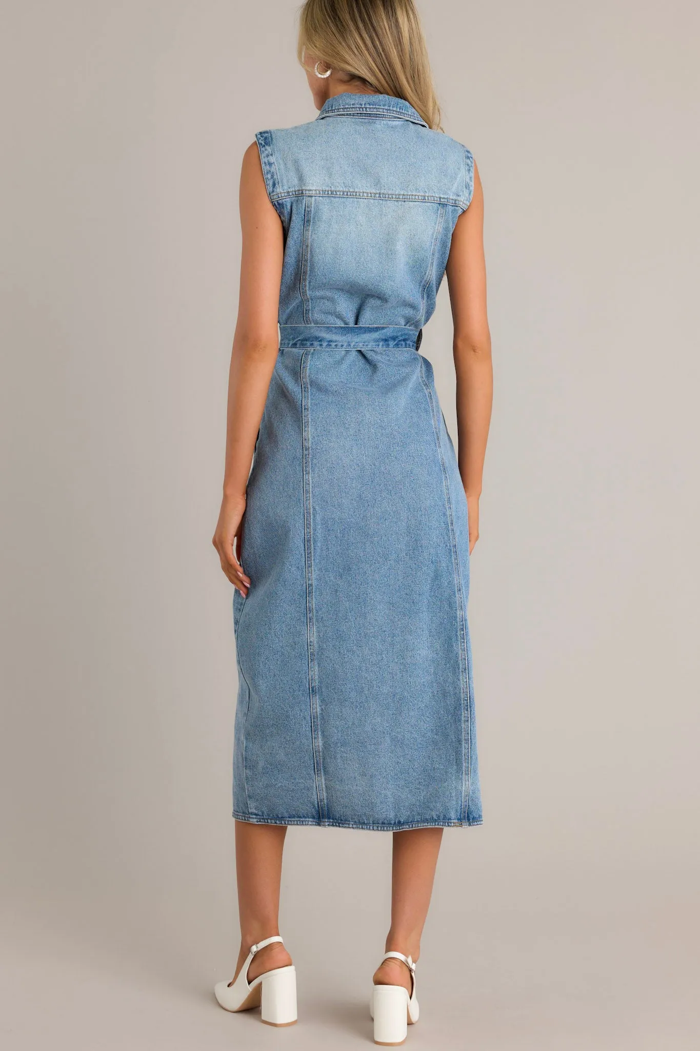 Blue Jean Babe Medium Wash Denim Maxi Dress