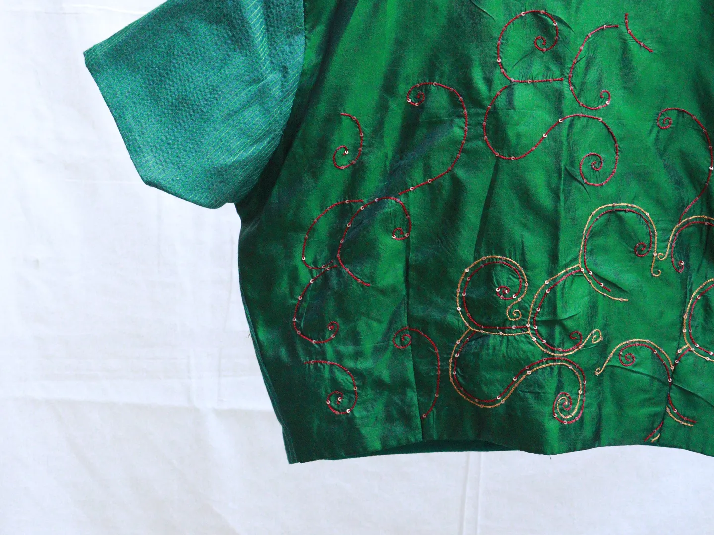 British Racing Green Kalamkari blouse