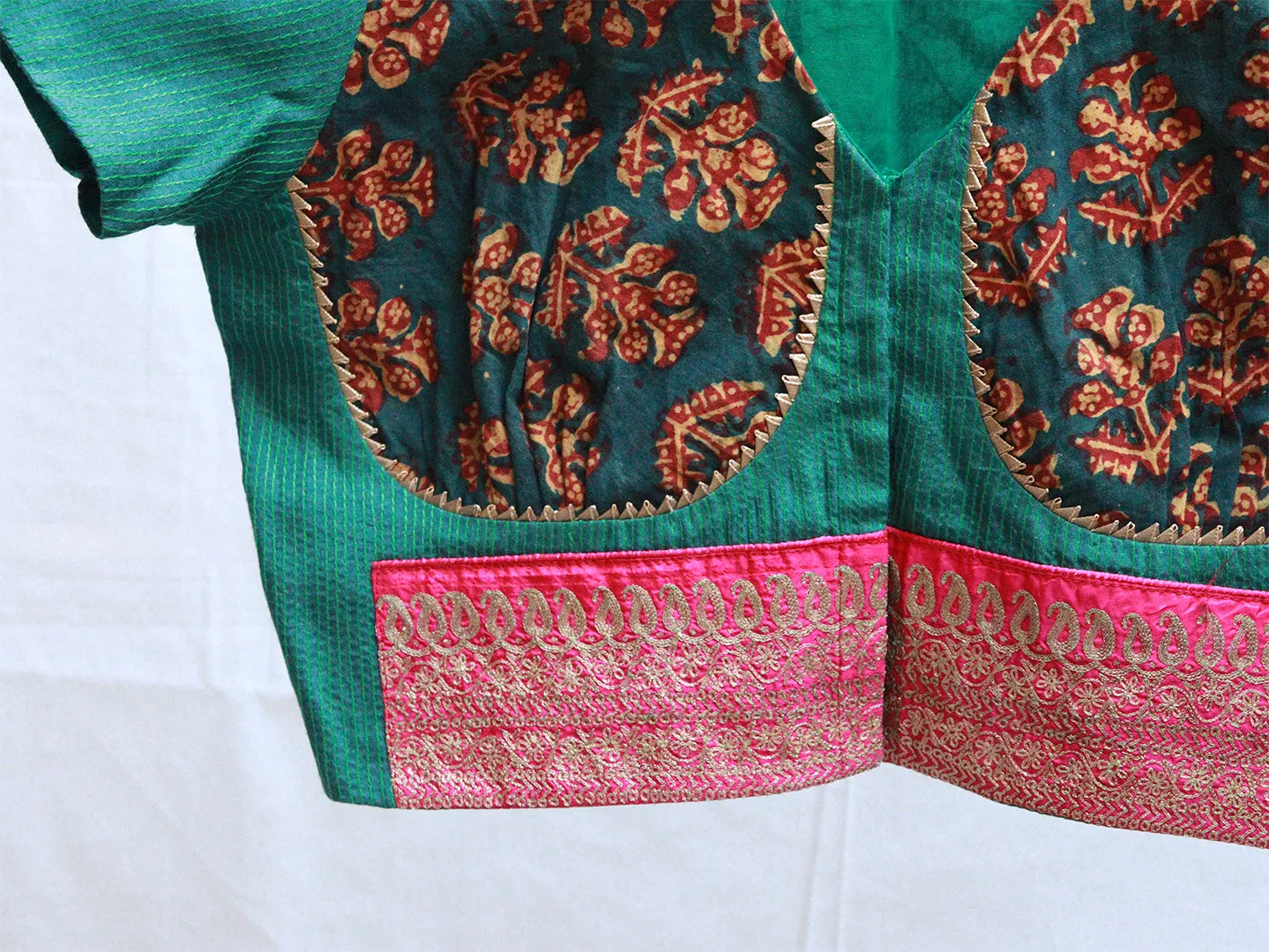 British Racing Green Kalamkari blouse