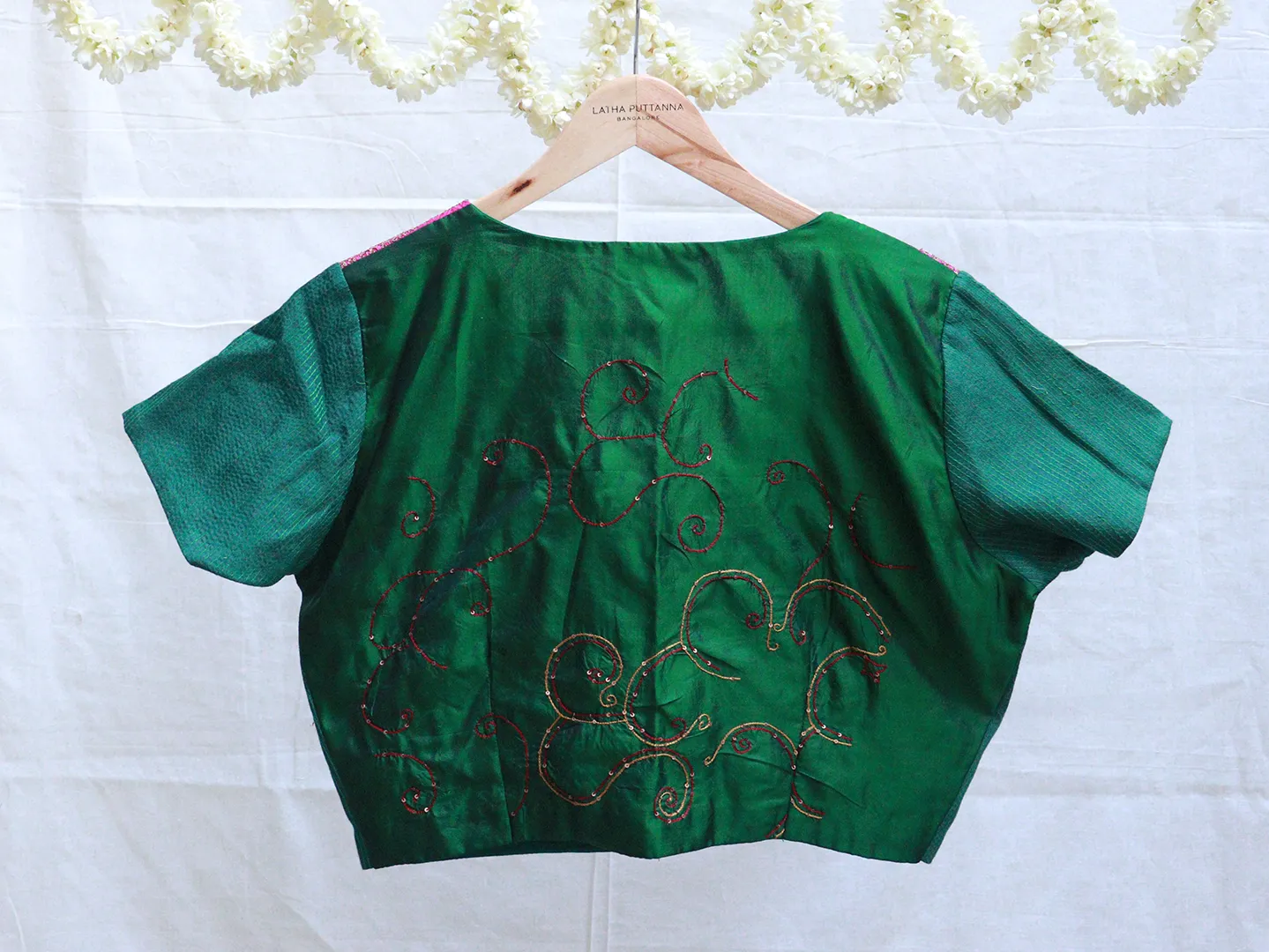 British Racing Green Kalamkari blouse