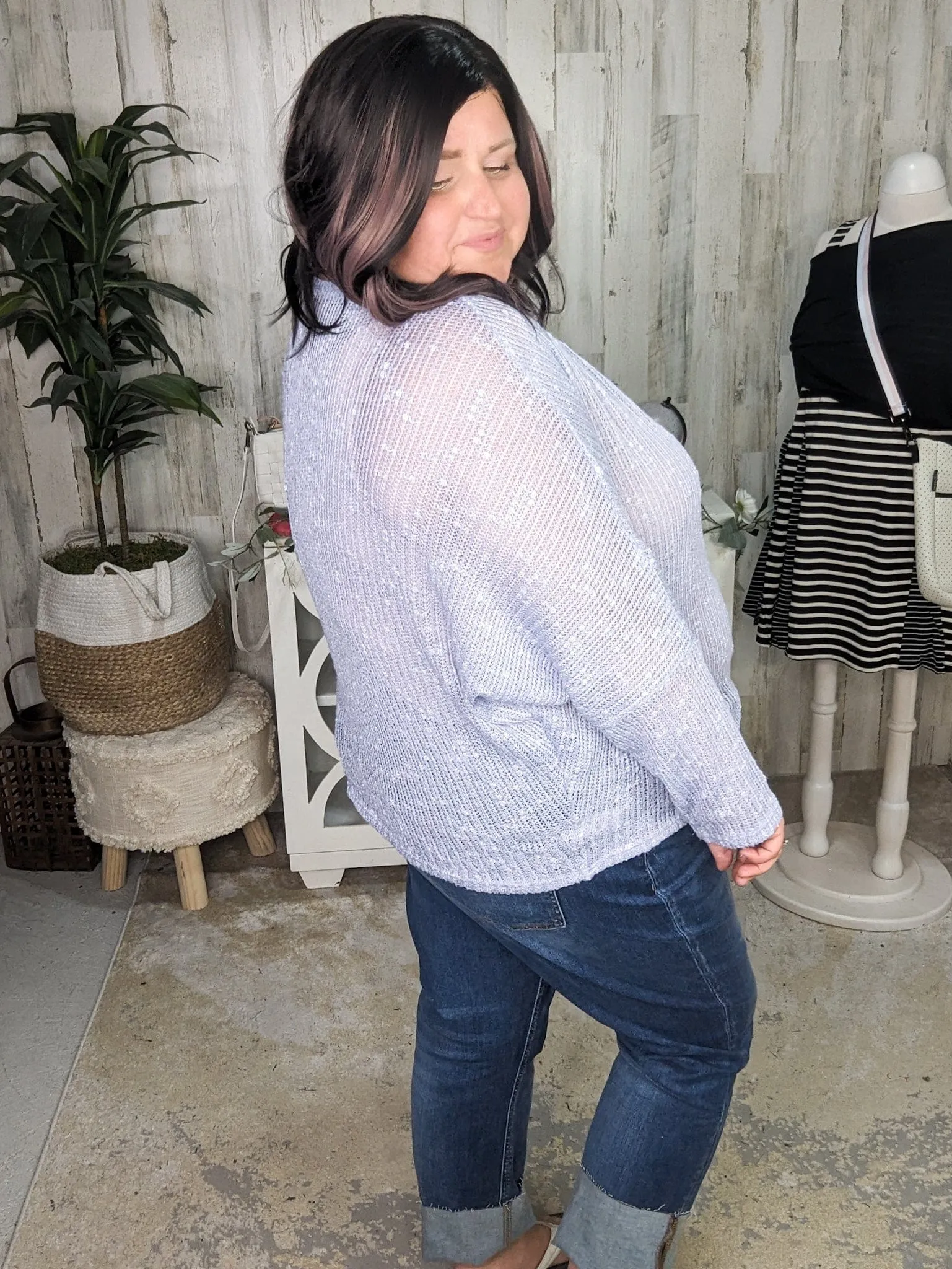 Brooklyn Slouchy Textured Airy Sweater in Soft Lilac