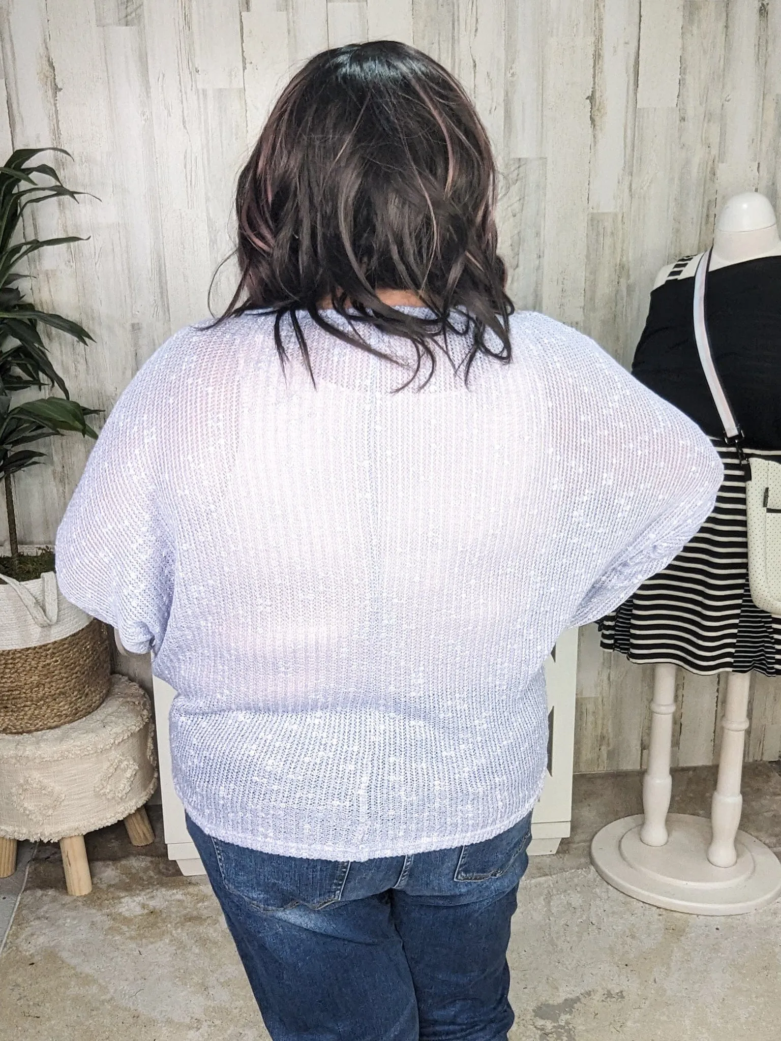 Brooklyn Slouchy Textured Airy Sweater in Soft Lilac