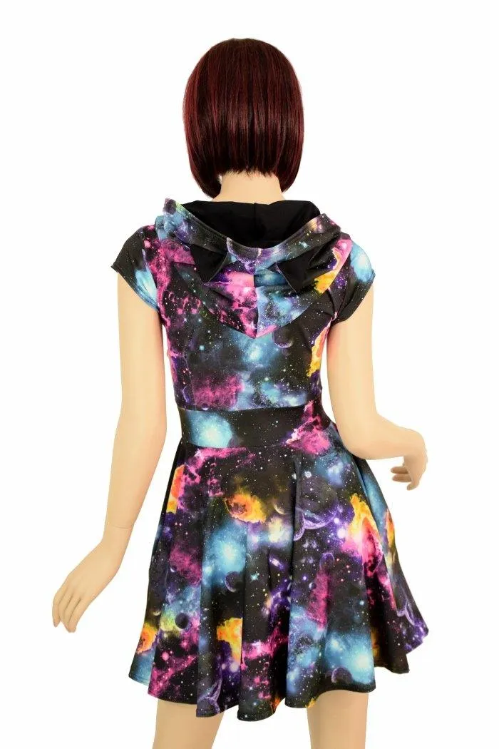 Cap Sleeve Galaxy Cat Skater Dress