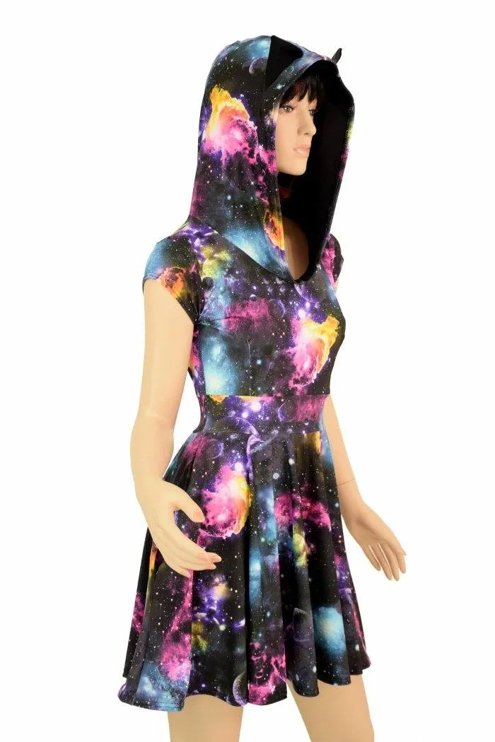 Cap Sleeve Galaxy Cat Skater Dress