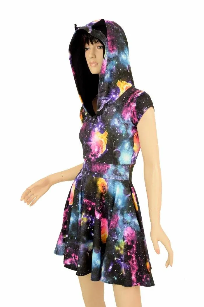 Cap Sleeve Galaxy Cat Skater Dress