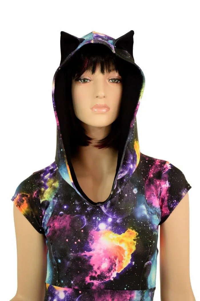 Cap Sleeve Galaxy Cat Skater Dress