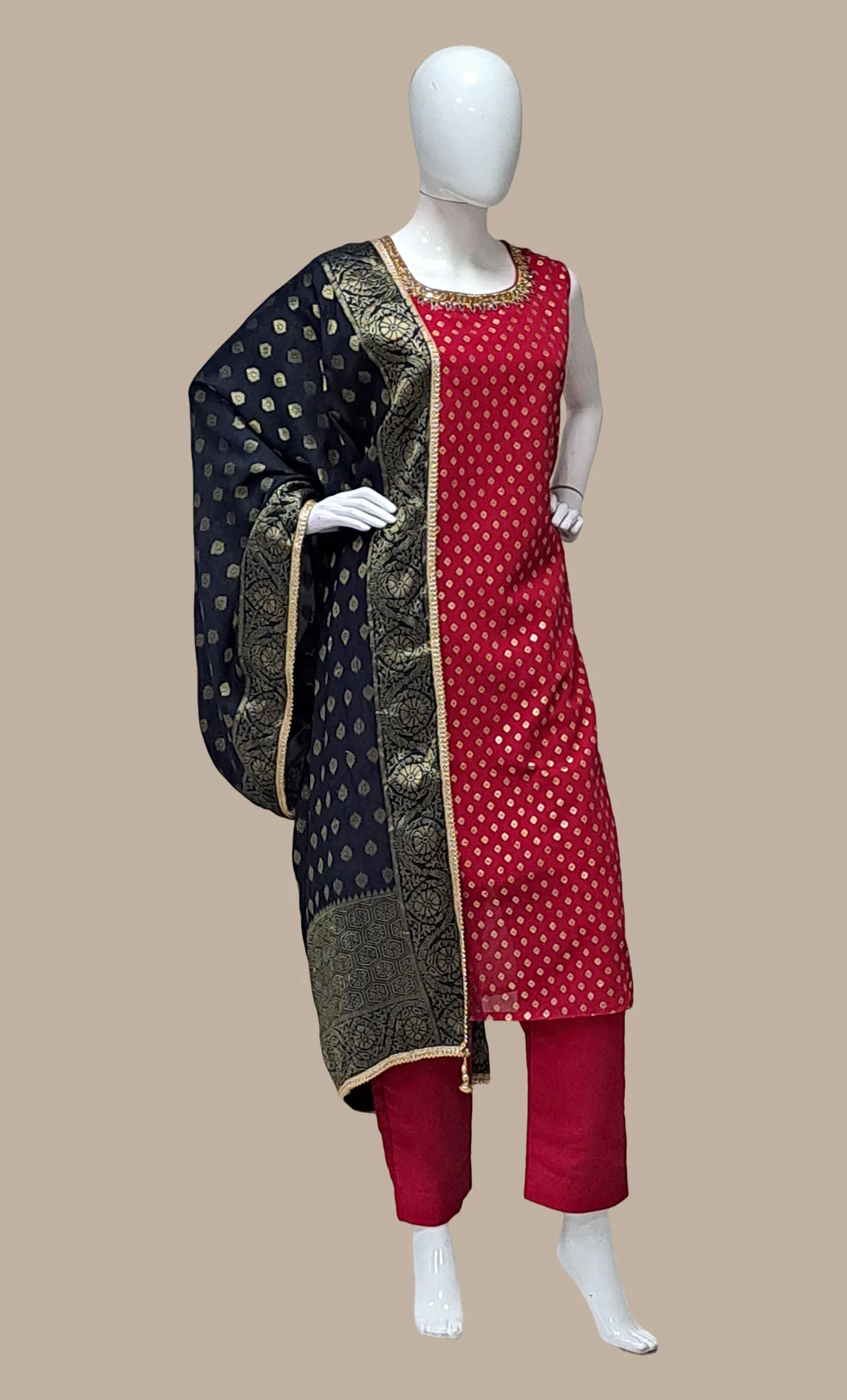 Cerise Embroidered Punjabi