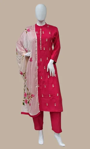 Deep Cerise Embroidered Punjabi