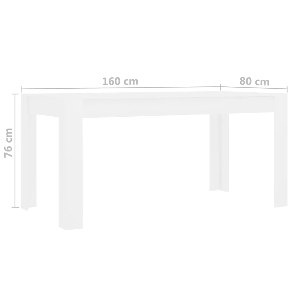 Dining Table White 160x80x76 cm Chipboard