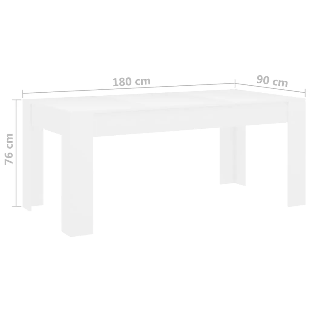 Dining Table White 180x90x76 cm Chipboard