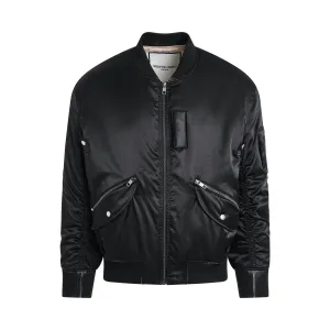 Embroidered Back Logo Bomber Jacket in Black