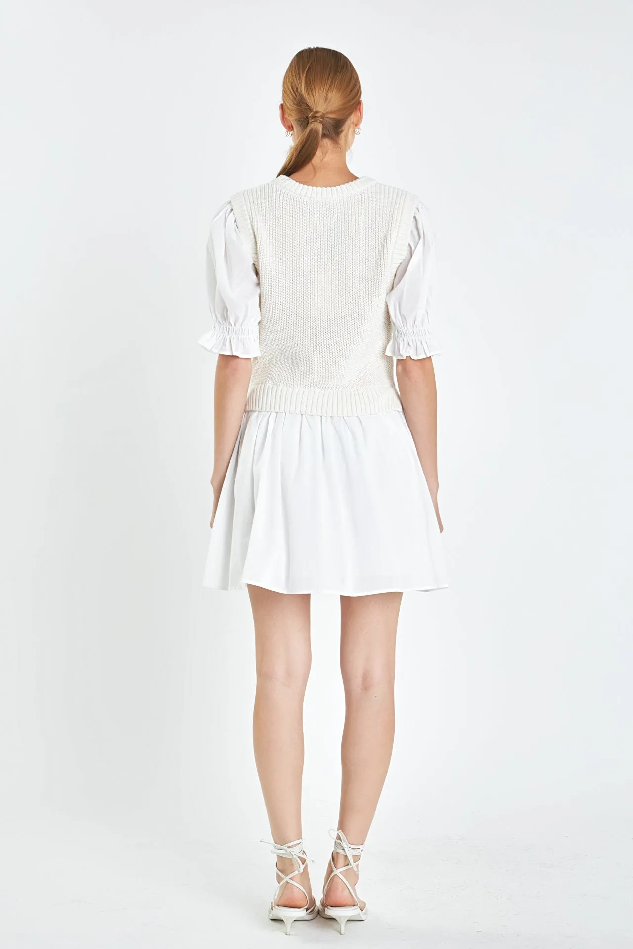 English Factory - Mix Media Dress in White