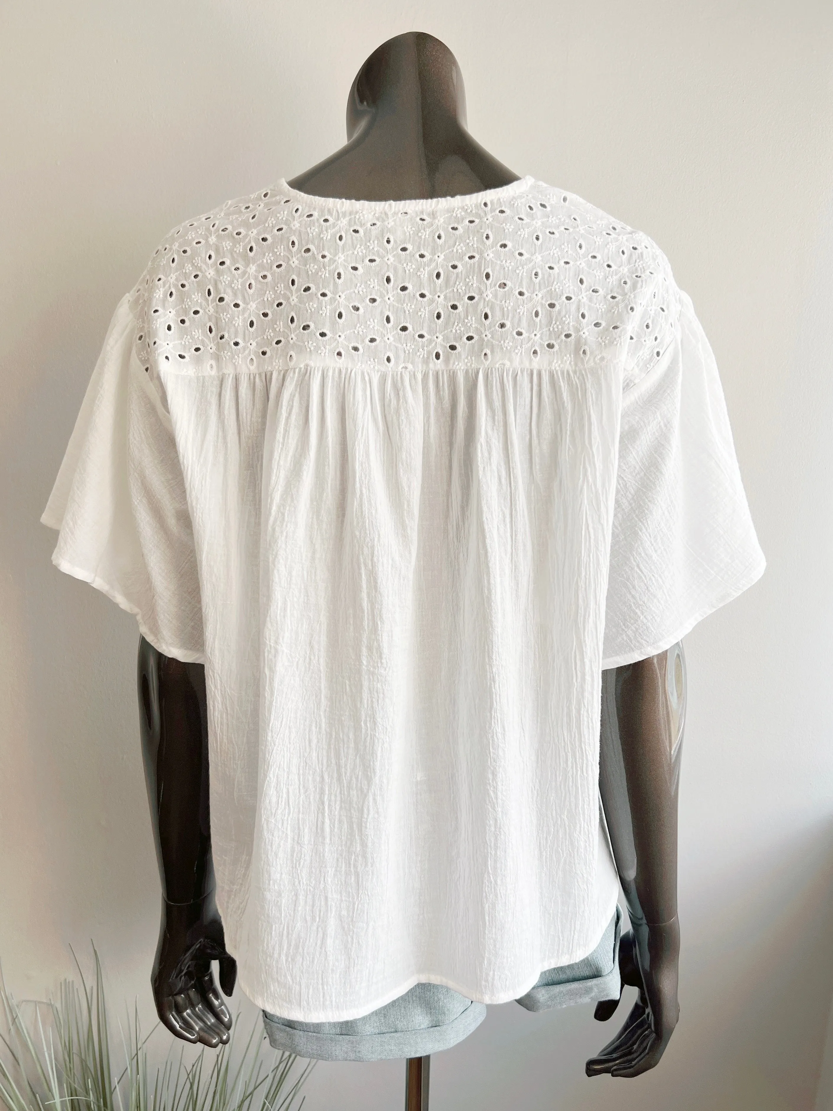 Eyelet Flutter Sleeve Top (FINAL SALE)