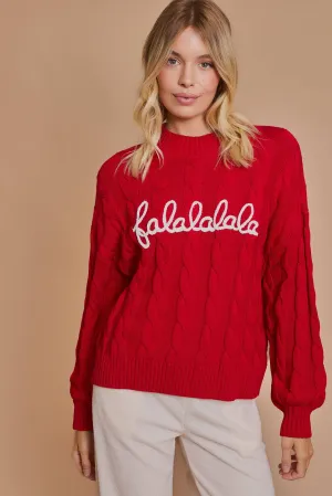 Falala Cable Sweater - Red