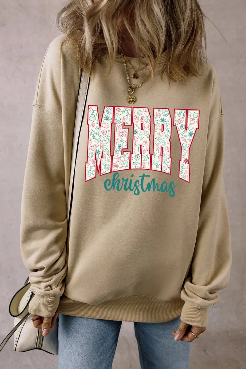 Festive "Merry Christmas" Graphic Sweatshirt