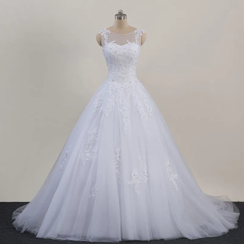 Glam White Tulle Puffy Ball Gown Prom Dress, Sweetheart 16 Gown