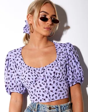 Glarie Crop Top in Dainty Daisy Lilac