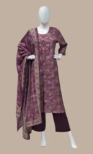 Grape Bandhani Printed Punjabi