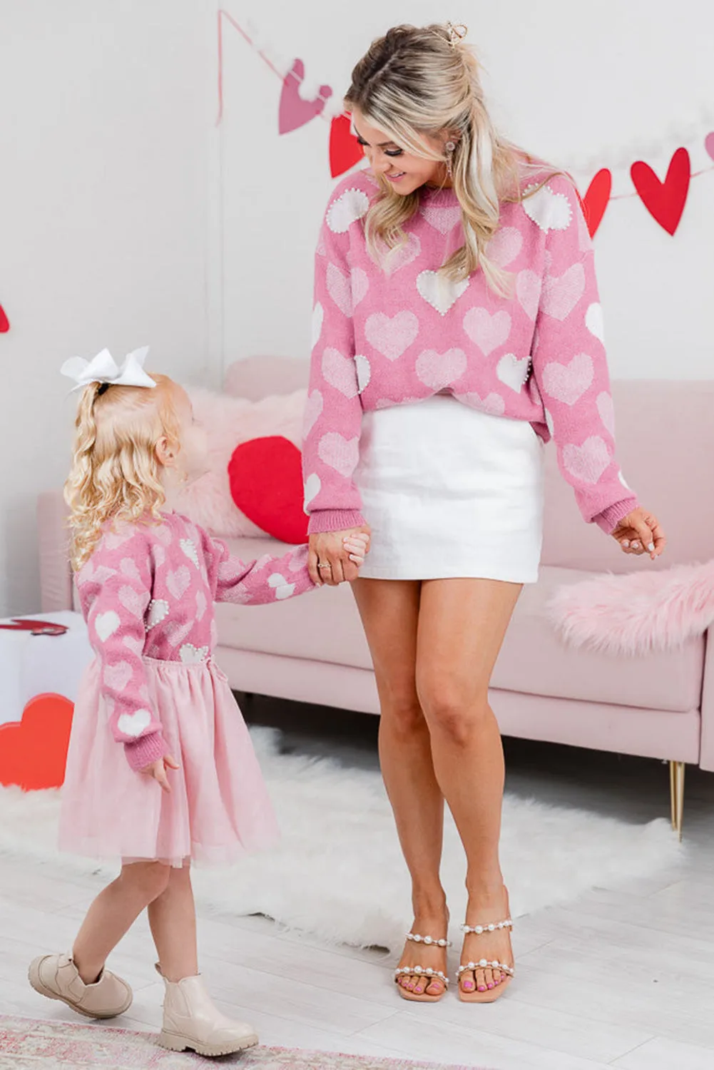 Hearts and Pearls Valentine Sweater