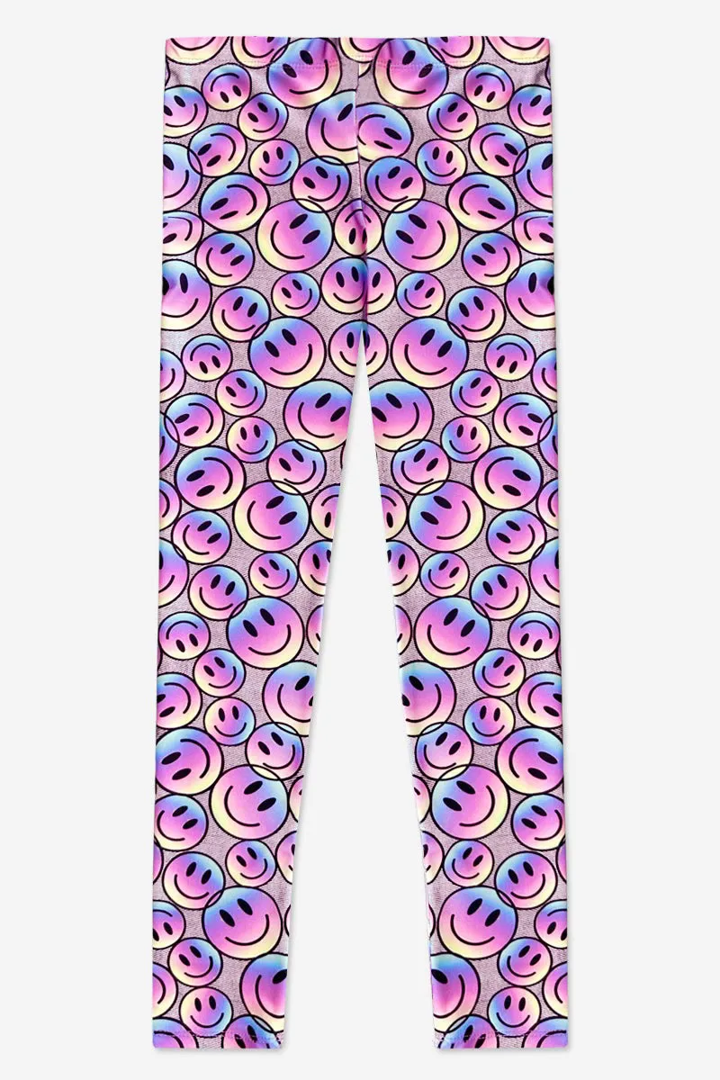 High Shine Long Legging - Pink Ombre Smiles