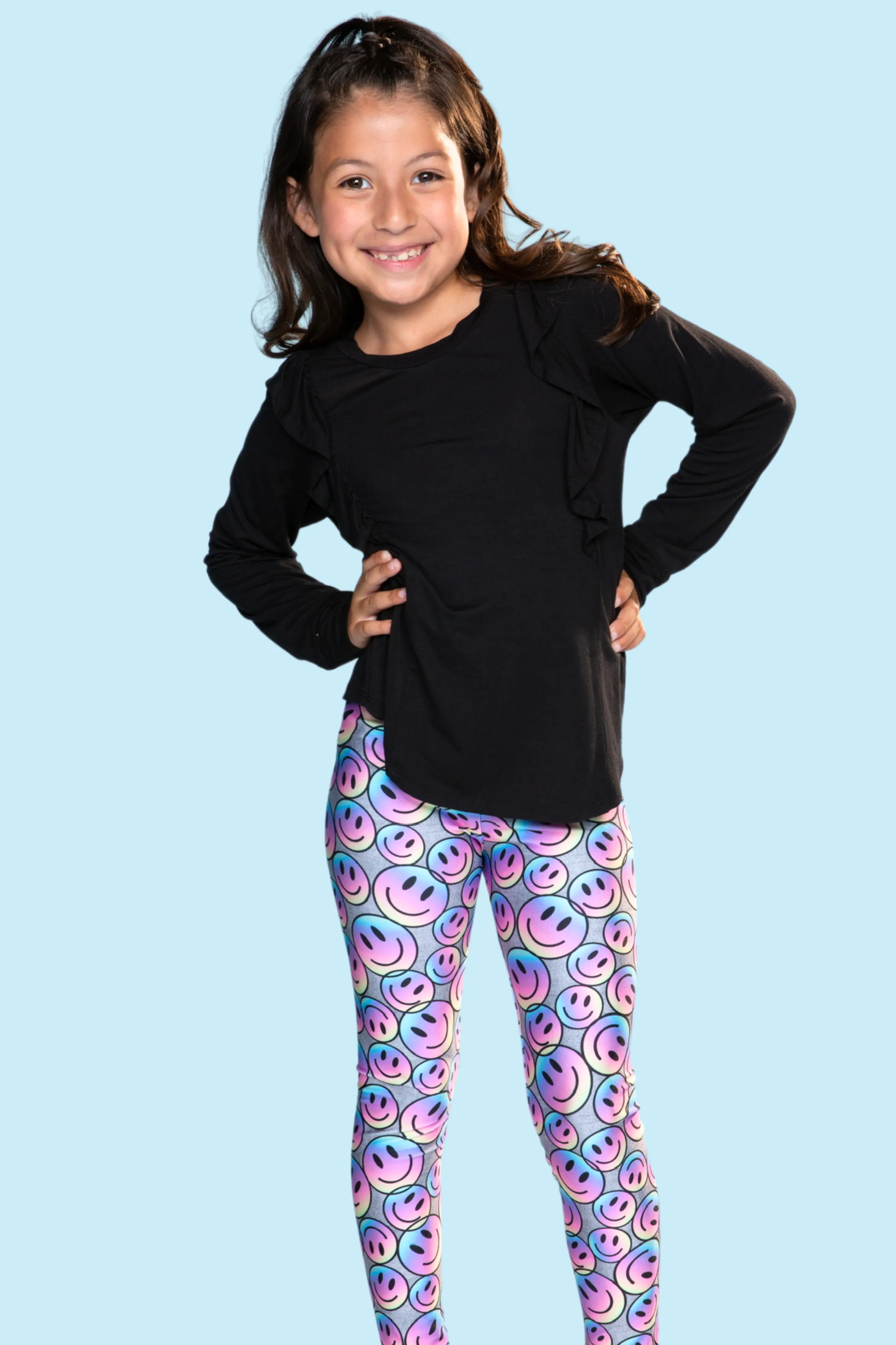 High Shine Long Legging - Pink Ombre Smiles