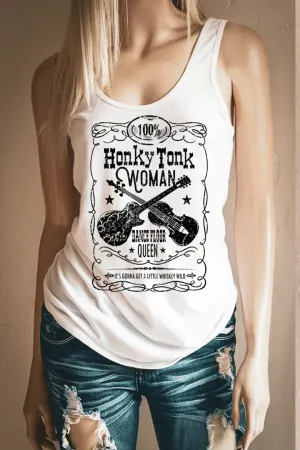 Honky Tonk Woman, Dance floor Queen White Racerback Tank Top -