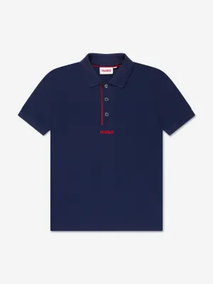 Hugo Boys Logo Polo Shirt in Blue