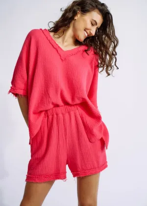 Italian Textured Cotton Set in Strawberry