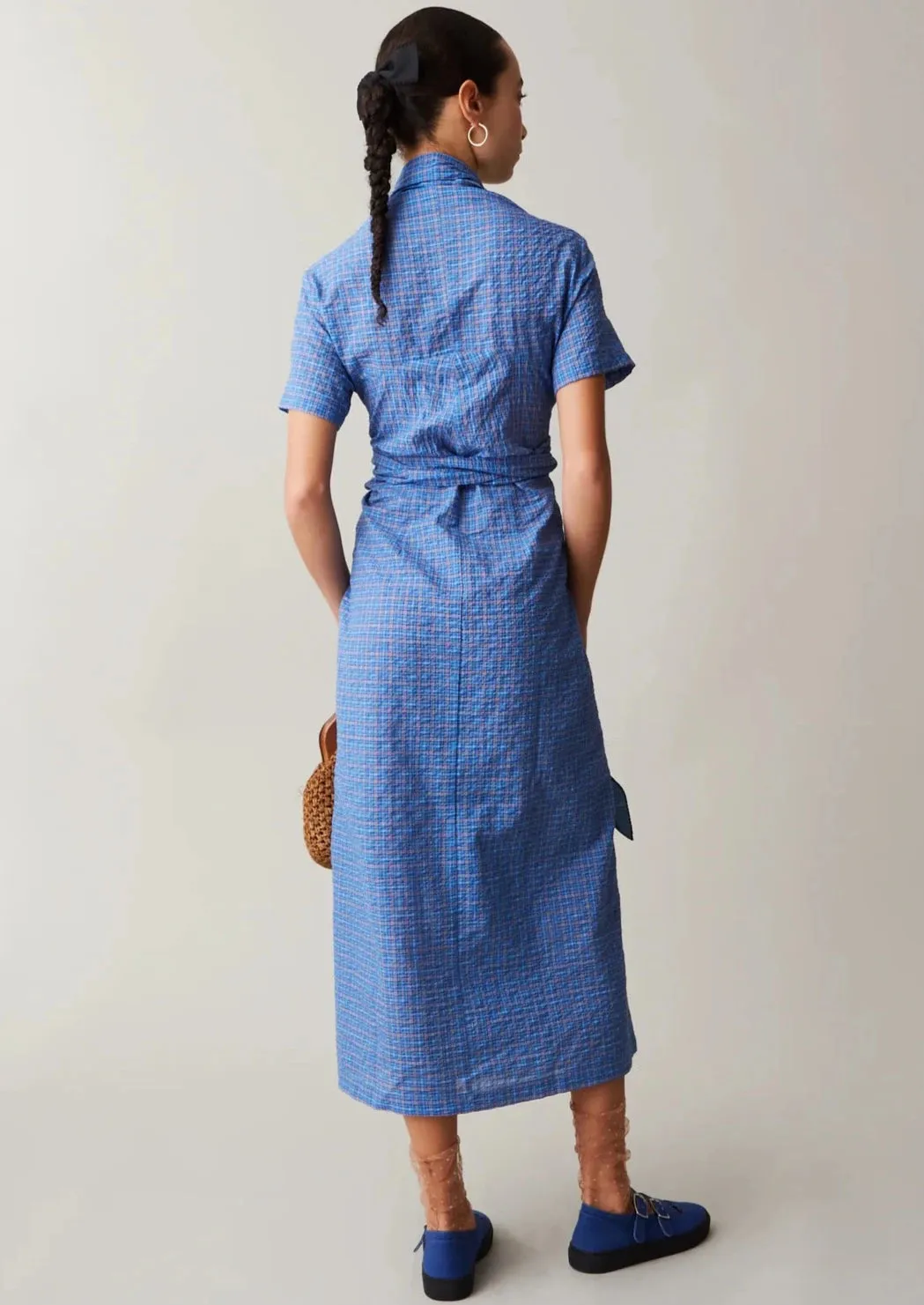 Jocelyn Dress, Blue Gauze Plaid