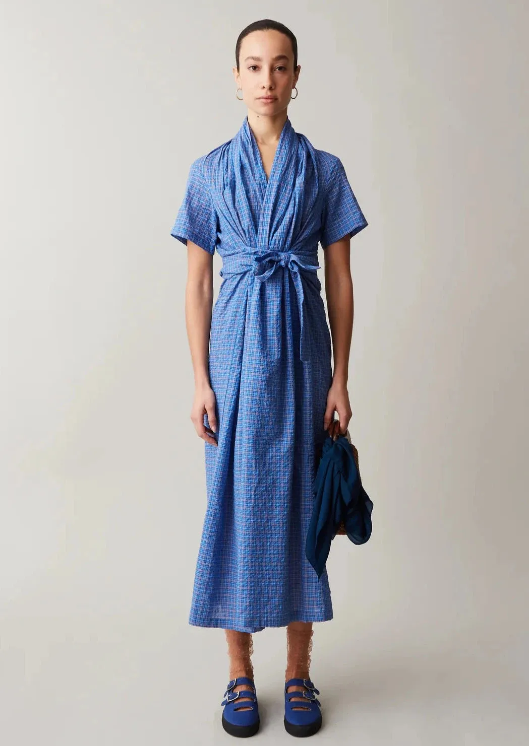 Jocelyn Dress, Blue Gauze Plaid