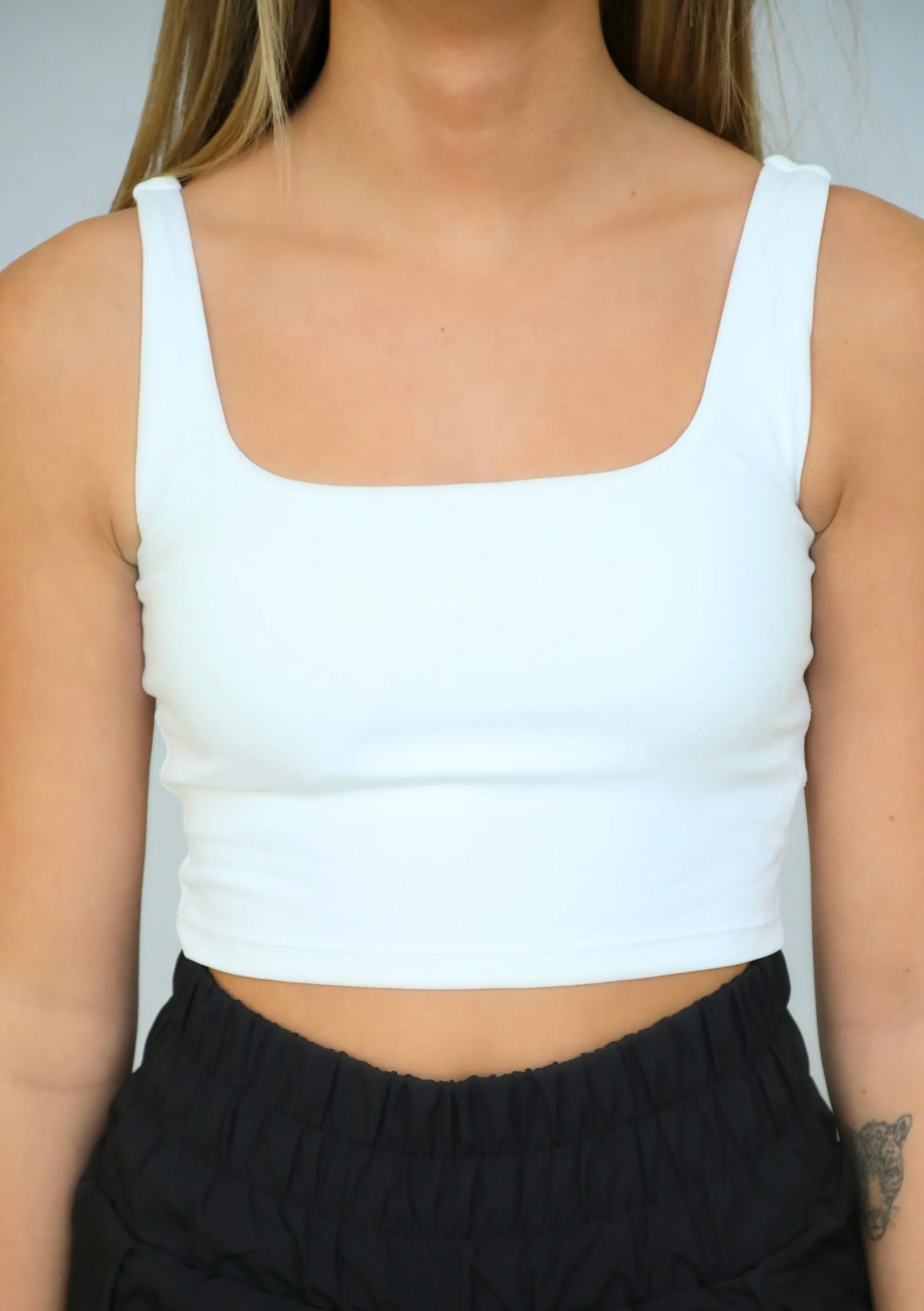 Jump Start Cropped Tank Top In White