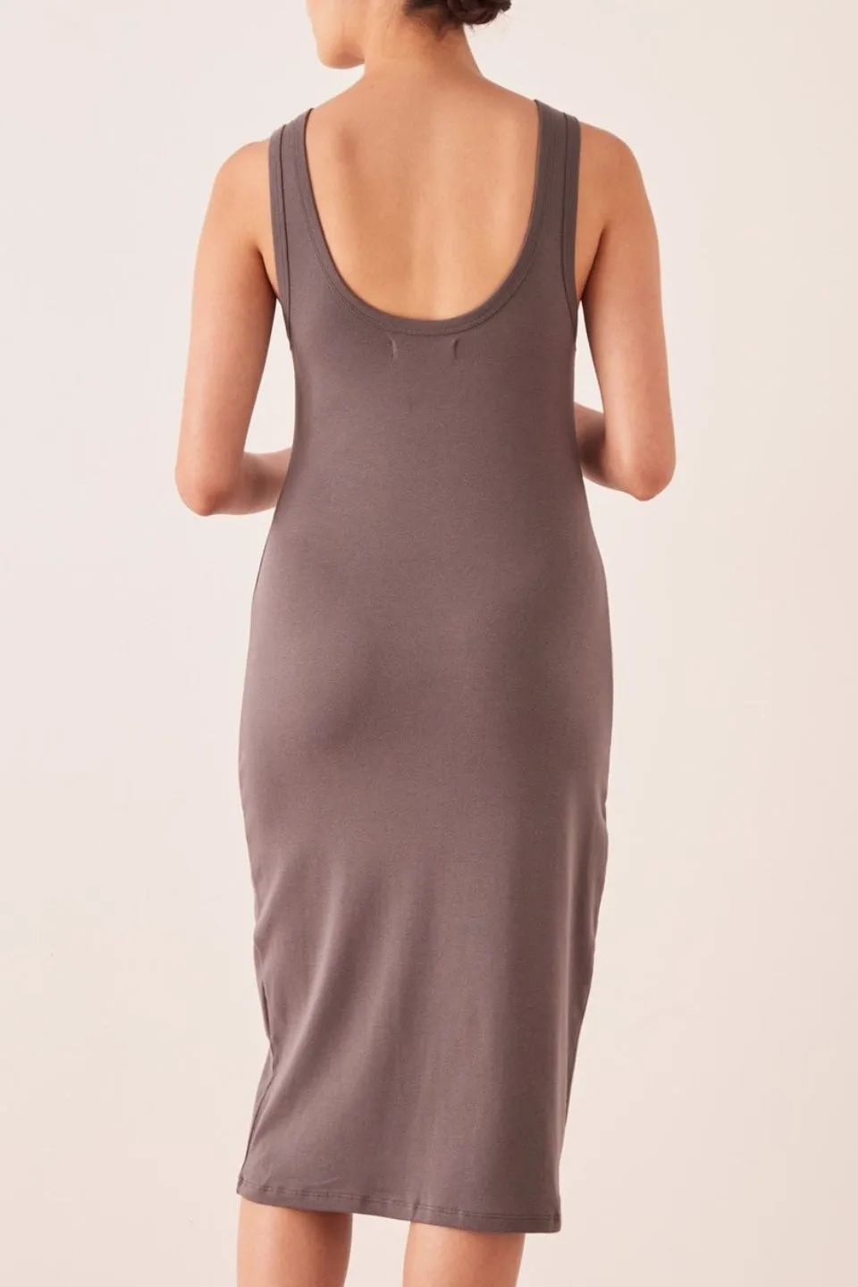 Kai Sable Charcoal Rib Tank Midi Dress