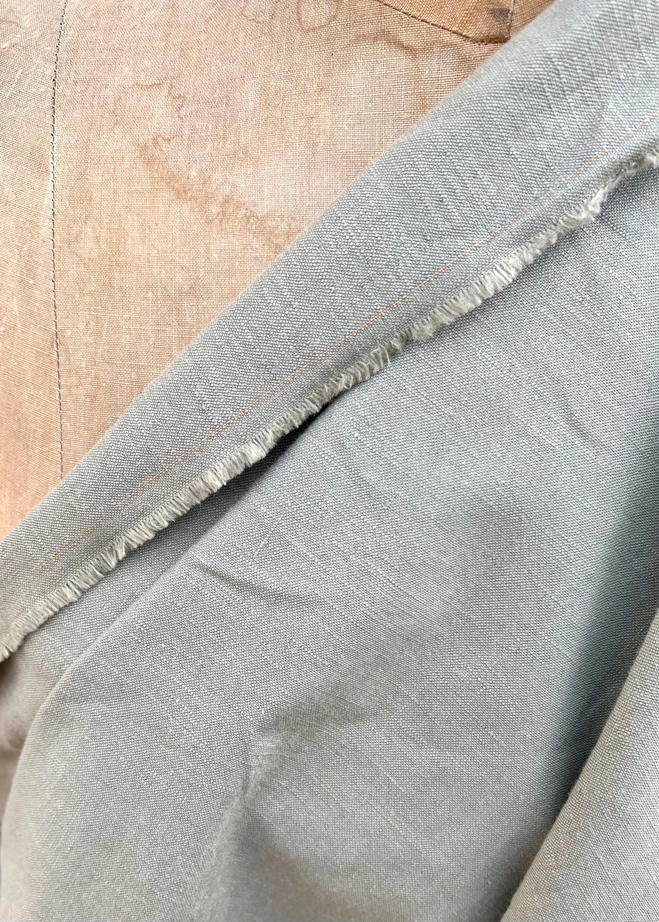 Khaki Green Medium Weight Linen Fabric - Half Yard