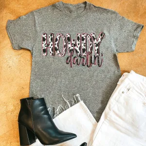 Last Chance Size Small | Howdy Darlin' Short Sleeve Graphic Tee in Heather Grey