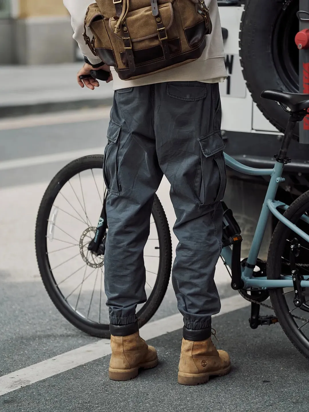 Loose Tapered Cargo Pants Men - 100% Cotton Plus Size Trousers